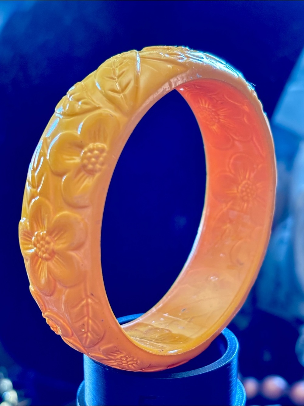 Vintage Floral Orange Bangle Bracelet